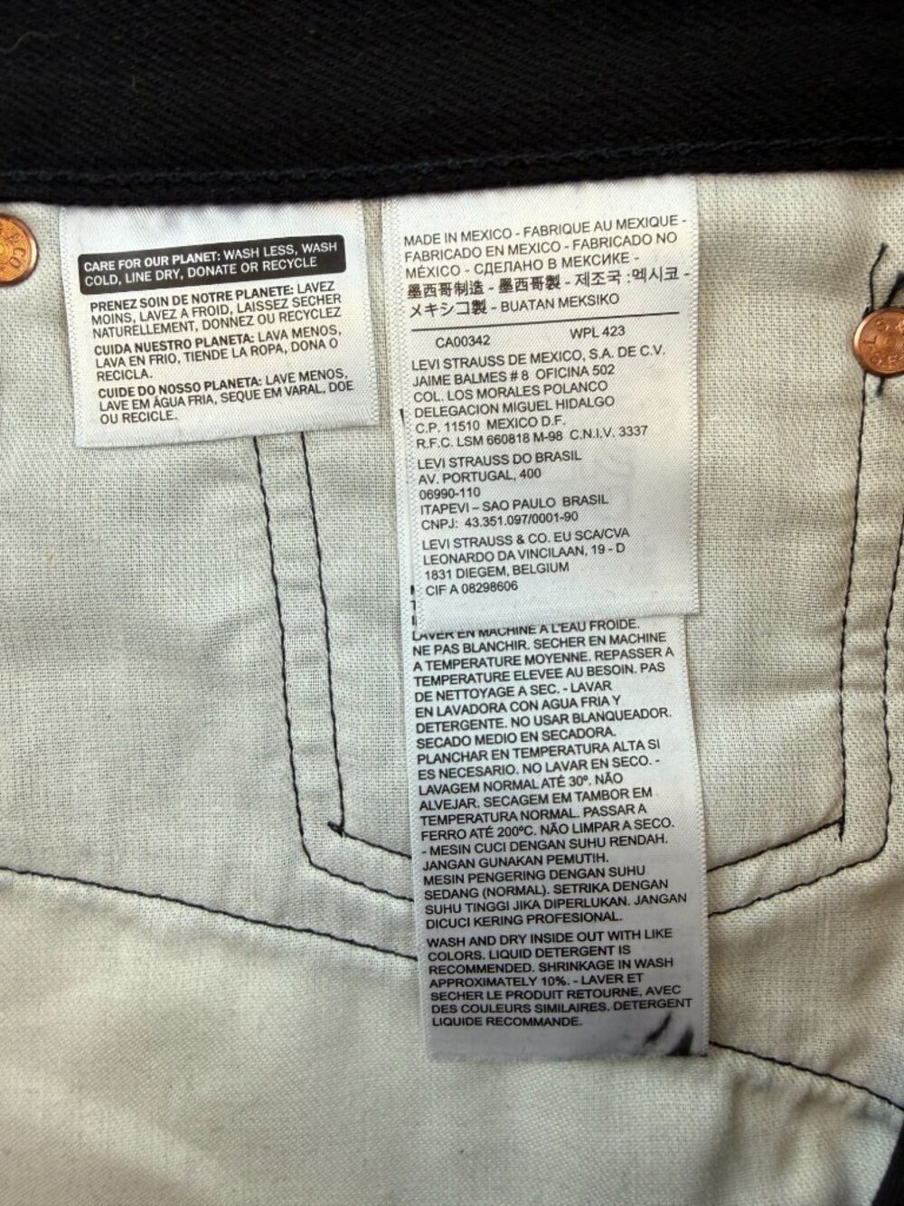 NWT Levis 501xx Original Black Denim Jeans Mens 42x30 Straight Button Fly Stretc - Picture 7 of 13